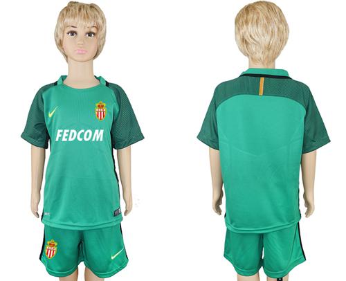 Monaco Blank Green Goalkeeper Kid Soccer Club Jersey - Click Image to Close